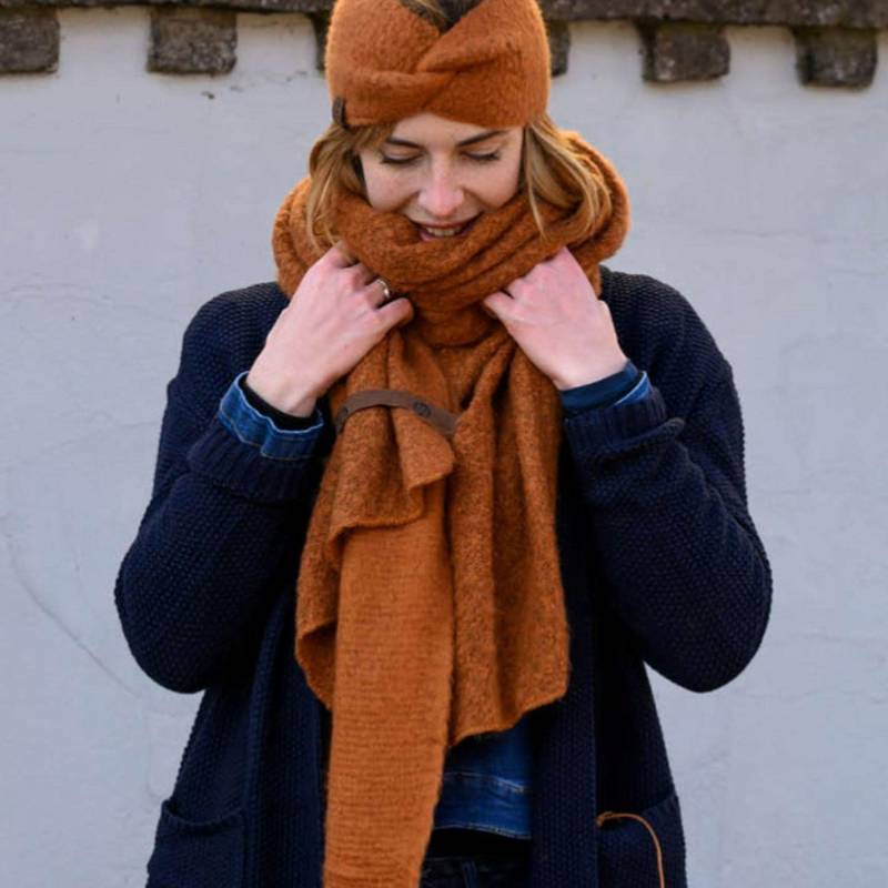 Schal + Stirnband Set Fleece Braun Winter Wickelschal Schal + Stirnband Set Fleece Braun Winter Wickelschal von HausNr22Shop