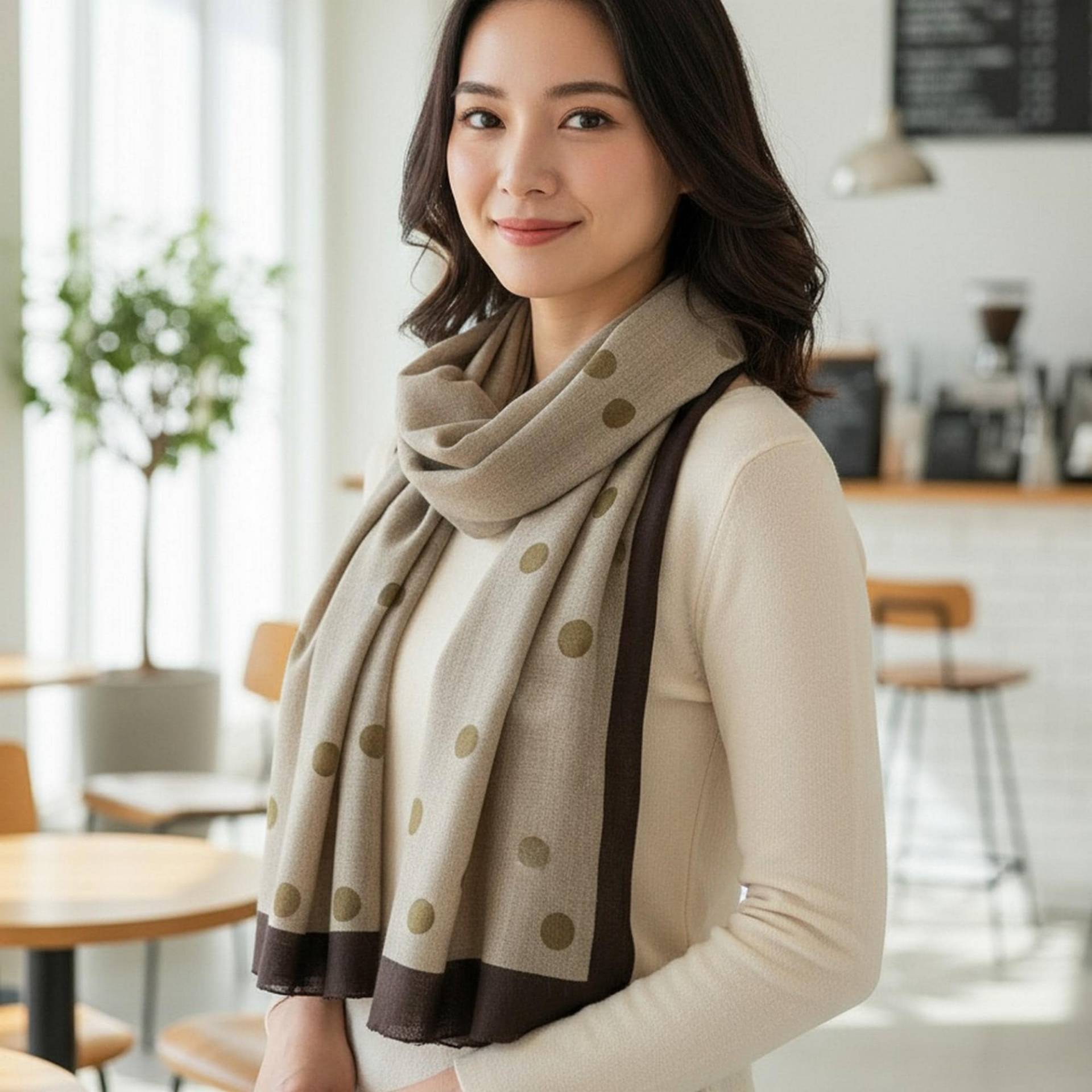 Schal Damen Feine Wolle Aus Nepal Mit Seide Braun Beige von HausNr22Shop