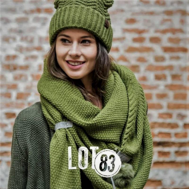 strickset Damen 3-Eck Schal + Mütze Grün Wickelschal Mit Pompon von HausNr22Shop