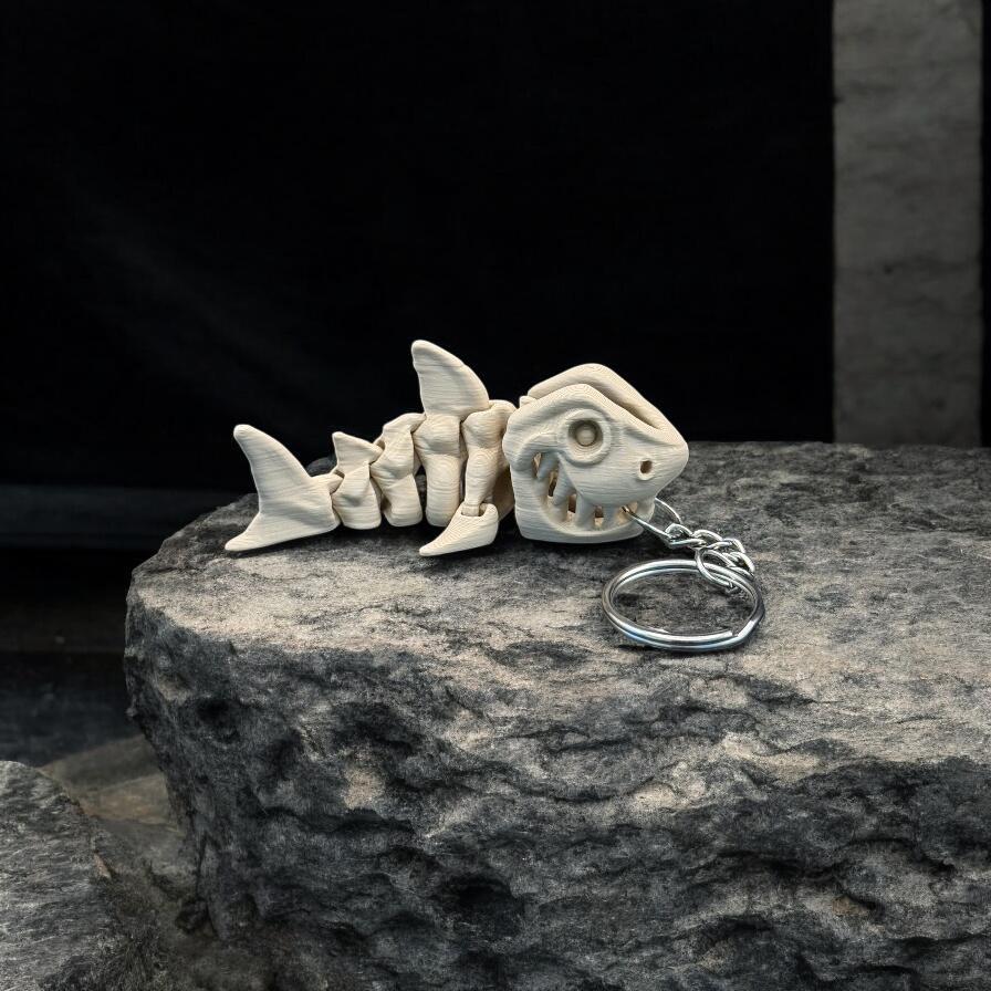 Fischskelett Schlüsselanhänger - 3D-Gedruckter Knochenfisch Lustiger Fossilien-Anhänger I Haustiere3D von HausTiere3D