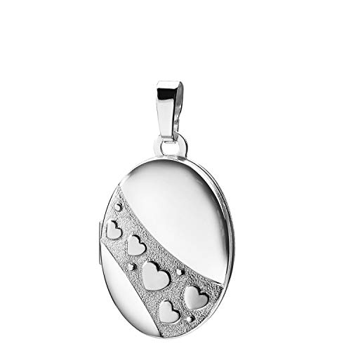 Medaillon oval mit Herzen 925 Silber Muttertag Valentinstag Liebe Schmuck Amulett von Haus der Herzen® mit Schmuck-Etui von HausderHerzen