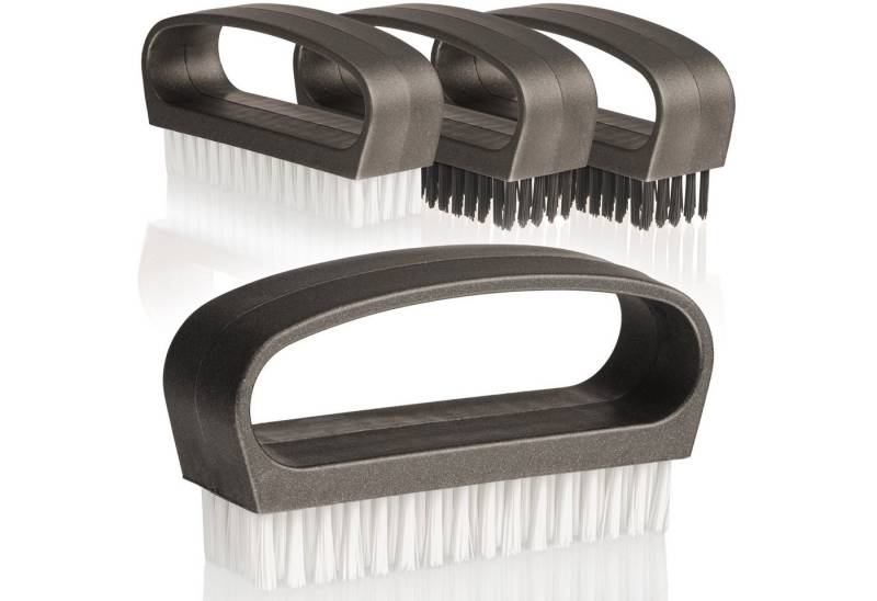 Hausfelder Nagelbürste Handbürste mit Griff (4er Set, 2x schwarze/2x weiße Borsten), 4er Set, 4-tlg., ergonomischer Griff, stabile Borsten von Hausfelder