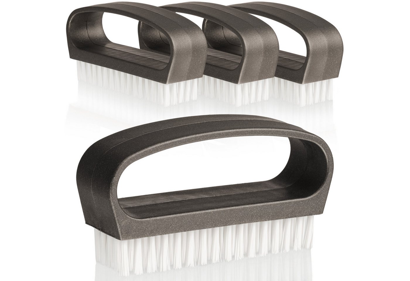 Hausfelder Nagelbürste Handbürste mit Griff (4er Set, Borsten weiß, harte/weiche Borsten), 4er Set, 4-tlg., ergonomischer Griff, stabile Borsten von Hausfelder