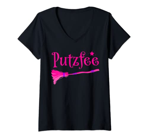 Damen Putzfee Haushalt Lustiger Spruch Putzen Sauber Fun Hausfrau T-Shirt mit V-Ausschnitt Damen Putzfee Haushalt Lustiger Spruch Putzen Sauber Fun Hausfrau T-Shirt mit V-Ausschnitt von Haushaltshilfe Hausfrau Putzfrau Besen Design