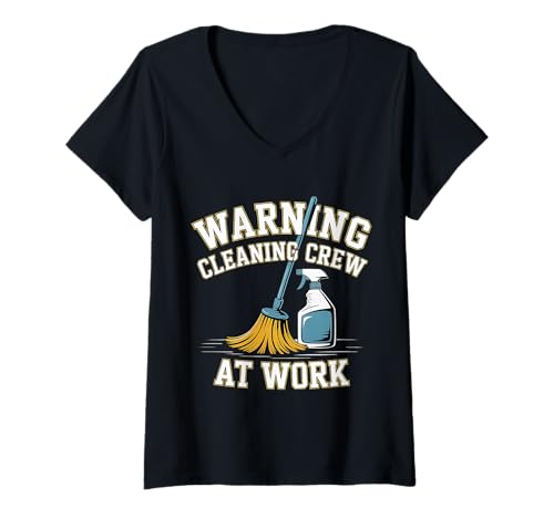 Damen Warning Cleaning Crew at Work Hausmeister - T-Shirt mit V-Ausschnitt Damen Warning Cleaning Crew at Work Hausmeister - T-Shirt mit V-Ausschnitt von Haushaltssicherheit