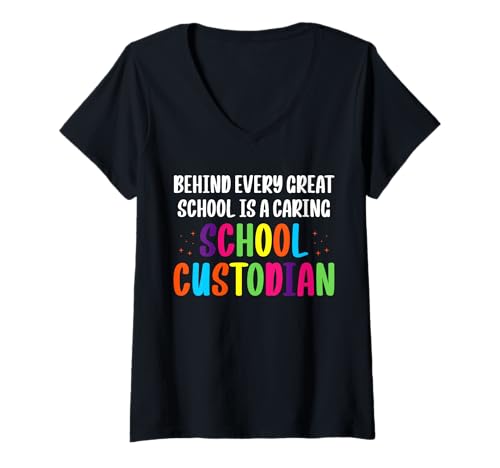 Damen Behind Every Great School Custodian Janitor T-Shirt mit V-Ausschnitt Damen Behind Every Great School Custodian Janitor T-Shirt mit V-Ausschnitt von Hausmeister Designs Schulwart