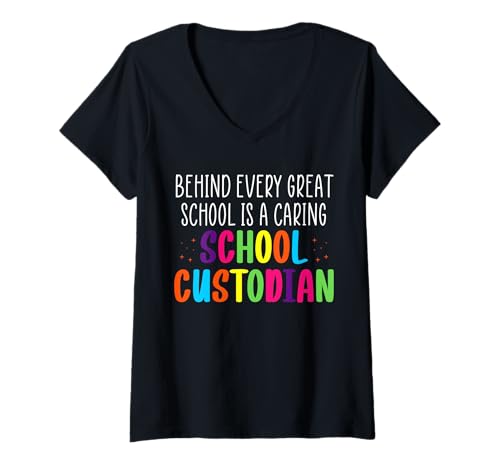 Damen Behind Every Great School Custodian Janitor T-Shirt mit V-Ausschnitt Damen Behind Every Great School Custodian Janitor T-Shirt mit V-Ausschnitt von Hausmeister Designs Schulwart