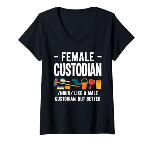 Damen Female School Custodian Definition Janitor T-Shirt mit V-Ausschnitt Damen Female School Custodian Definition Janitor T-Shirt mit V-Ausschnitt von Hausmeister Designs Schulwart