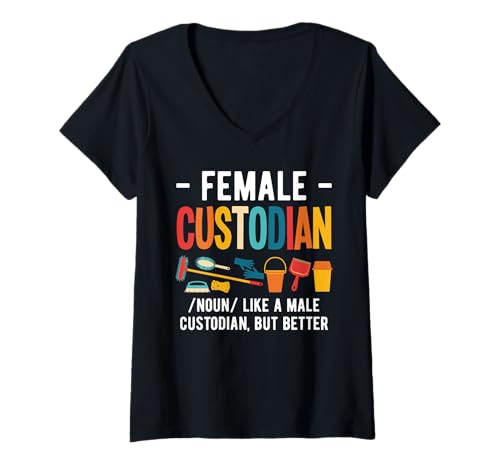 Damen Female School Custodian Definition Janitor T-Shirt mit V-Ausschnitt Damen Female School Custodian Definition Janitor T-Shirt mit V-Ausschnitt von Hausmeister Designs Schulwart