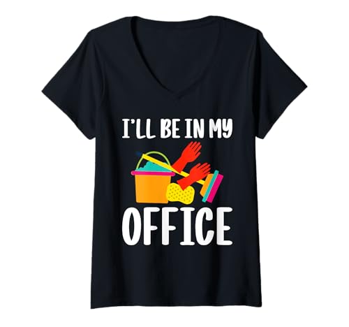 Damen Ill Be In My Office School Custodian Janitor T-Shirt mit V-Ausschnitt Damen Ill Be In My Office School Custodian Janitor T-Shirt mit V-Ausschnitt von Hausmeister Designs Schulwart