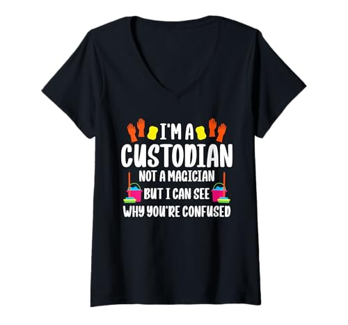 Damen Im A School Custodian Janitor Not A Magician T-Shirt mit V-Ausschnitt Damen Im A School Custodian Janitor Not A Magician T-Shirt mit V-Ausschnitt von Hausmeister Designs Schulwart