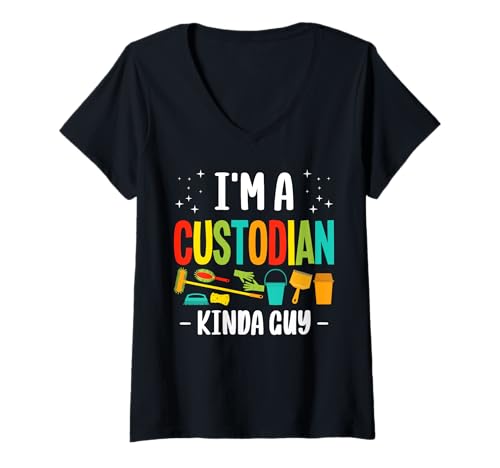 Damen Im A School Custodian Kinda Guy Janitor T-Shirt mit V-Ausschnitt Damen Im A School Custodian Kinda Guy Janitor T-Shirt mit V-Ausschnitt von Hausmeister Designs Schulwart