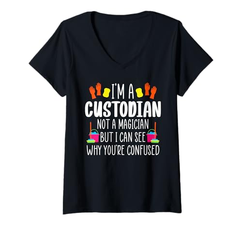 Damen Im A School Custodian Not A Magician Janitor T-Shirt mit V-Ausschnitt Damen Im A School Custodian Not A Magician Janitor T-Shirt mit V-Ausschnitt von Hausmeister Designs Schulwart