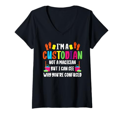 Damen Im A School Custodian Not A Magician Janitor T-Shirt mit V-Ausschnitt Damen Im A School Custodian Not A Magician Janitor T-Shirt mit V-Ausschnitt von Hausmeister Designs Schulwart