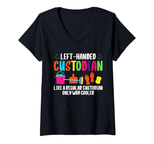 Damen Left Handed School Custodian Definition Janitor T-Shirt mit V-Ausschnitt Damen Left Handed School Custodian Definition Janitor T-Shirt mit V-Ausschnitt von Hausmeister Designs Schulwart