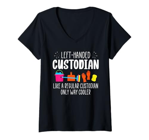 Damen Left Handed School Custodian Definition Janitor T-Shirt mit V-Ausschnitt Damen Left Handed School Custodian Definition Janitor T-Shirt mit V-Ausschnitt von Hausmeister Designs Schulwart