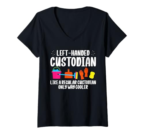 Damen Left Handed School Custodian Definition Janitor T-Shirt mit V-Ausschnitt Damen Left Handed School Custodian Definition Janitor T-Shirt mit V-Ausschnitt von Hausmeister Designs Schulwart
