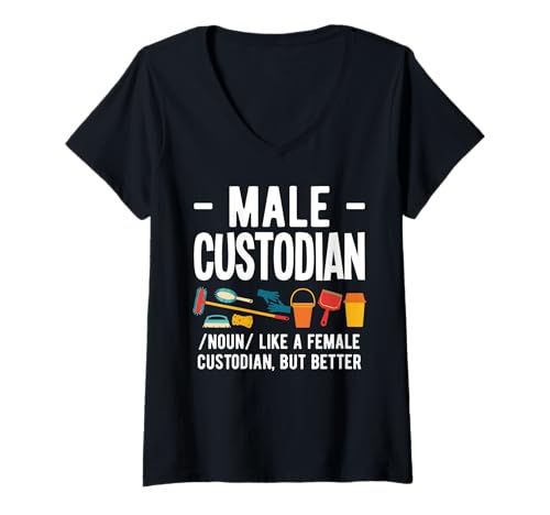 Damen Male School Custodian Definition Janitor T-Shirt mit V-Ausschnitt Damen Male School Custodian Definition Janitor T-Shirt mit V-Ausschnitt von Hausmeister Designs Schulwart