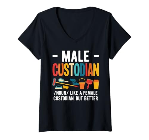 Damen Male School Custodian Definition Janitor T-Shirt mit V-Ausschnitt Damen Male School Custodian Definition Janitor T-Shirt mit V-Ausschnitt von Hausmeister Designs Schulwart