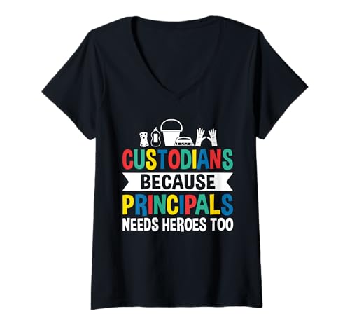 Damen School Custodian Because Principals Need Heroes Too T-Shirt mit V-Ausschnitt Damen School Custodian Because Principals Need Heroes Too T-Shirt mit V-Ausschnitt von Hausmeister Designs Schulwart