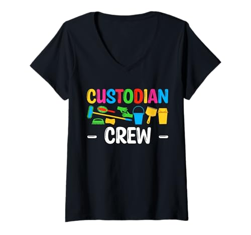 Damen School Custodian Crew Janitor T-Shirt mit V-Ausschnitt Damen School Custodian Crew Janitor T-Shirt mit V-Ausschnitt von Hausmeister Designs Schulwart