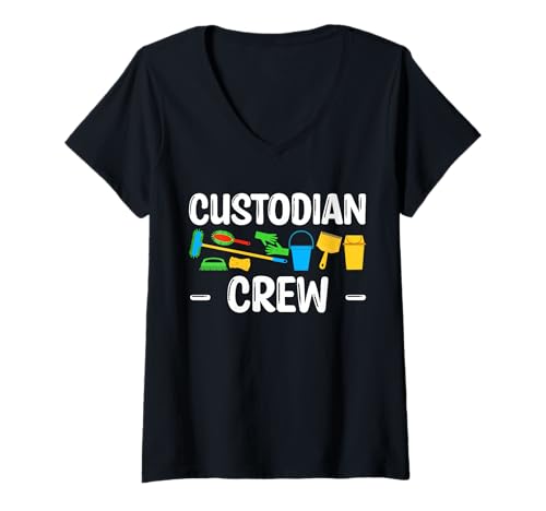 Damen School Custodian Crew Janitor T-Shirt mit V-Ausschnitt Damen School Custodian Crew Janitor T-Shirt mit V-Ausschnitt von Hausmeister Designs Schulwart