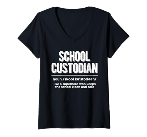 Damen School Custodian Definition Janitor T-Shirt mit V-Ausschnitt Damen School Custodian Definition Janitor T-Shirt mit V-Ausschnitt von Hausmeister Designs Schulwart