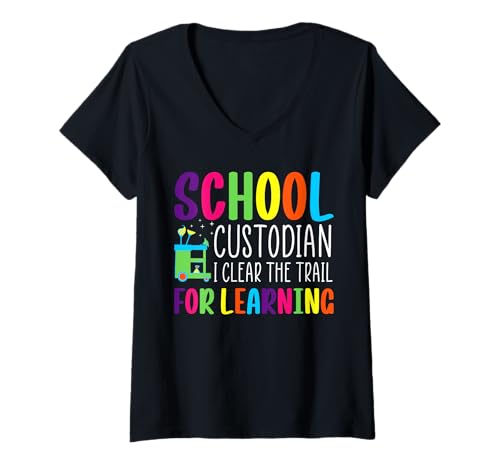 Damen School Custodian I Clear The Trail For Learning Janitor T-Shirt mit V-Ausschnitt Damen School Custodian I Clear The Trail For Learning Janitor T-Shirt mit V-Ausschnitt von Hausmeister Designs Schulwart
