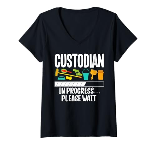 Damen School Custodian In Progress Please Wait Janitor T-Shirt mit V-Ausschnitt Damen School Custodian In Progress Please Wait Janitor T-Shirt mit V-Ausschnitt von Hausmeister Designs Schulwart