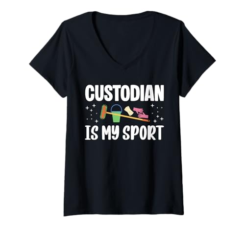 Damen School Custodian Is My Sport Janitor T-Shirt mit V-Ausschnitt Damen School Custodian Is My Sport Janitor T-Shirt mit V-Ausschnitt von Hausmeister Designs Schulwart