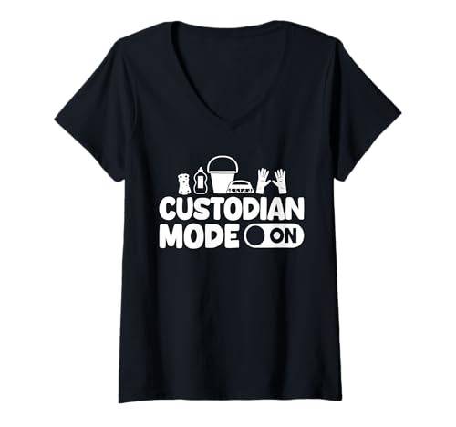 Damen School Custodian Janitor Mode On T-Shirt mit V-Ausschnitt Damen School Custodian Janitor Mode On T-Shirt mit V-Ausschnitt von Hausmeister Designs Schulwart