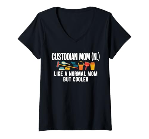 Damen School Custodian Mom Definition Janitor Mothers Day T-Shirt mit V-Ausschnitt Damen School Custodian Mom Definition Janitor Mothers Day T-Shirt mit V-Ausschnitt von Hausmeister Designs Schulwart
