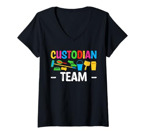 Damen School Custodian Team Janitor T-Shirt mit V-Ausschnitt Damen School Custodian Team Janitor T-Shirt mit V-Ausschnitt von Hausmeister Designs Schulwart