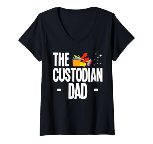 Damen The School Custodian Dad Janitor Fathers Day T-Shirt mit V-Ausschnitt Damen The School Custodian Dad Janitor Fathers Day T-Shirt mit V-Ausschnitt von Hausmeister Designs Schulwart