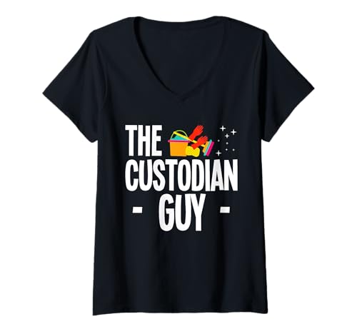 Damen The School Custodian Guy Janitor T-Shirt mit V-Ausschnitt Damen The School Custodian Guy Janitor T-Shirt mit V-Ausschnitt von Hausmeister Designs Schulwart