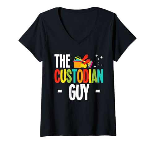 Damen The School Custodian Guy Janitor T-Shirt mit V-Ausschnitt Damen The School Custodian Guy Janitor T-Shirt mit V-Ausschnitt von Hausmeister Designs Schulwart