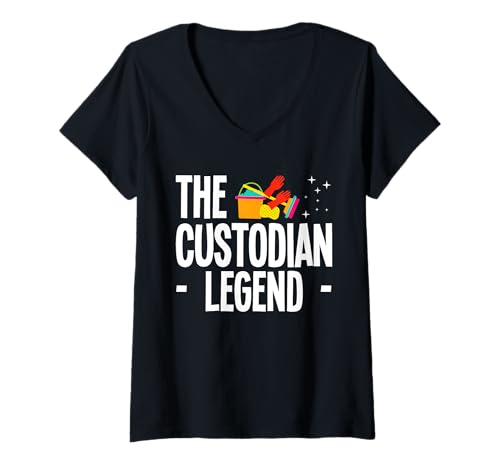 Damen The School Custodian Legend Janitor T-Shirt mit V-Ausschnitt Damen The School Custodian Legend Janitor T-Shirt mit V-Ausschnitt von Hausmeister Designs Schulwart