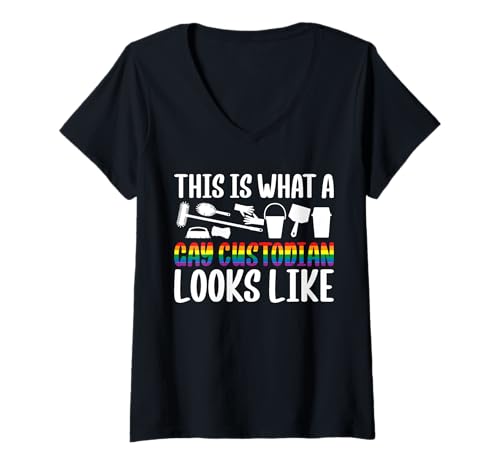 Damen This Is What A Gay School Custodian Looks Like Janitor T-Shirt mit V-Ausschnitt Damen This Is What A Gay School Custodian Looks Like Janitor T-Shirt mit V-Ausschnitt von Hausmeister Designs Schulwart