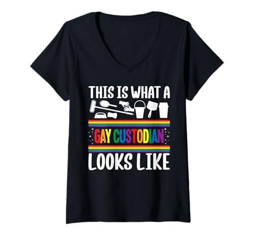 Damen This Is What A Gay School Custodian Looks Like Janitor T-Shirt mit V-Ausschnitt Damen This Is What A Gay School Custodian Looks Like Janitor T-Shirt mit V-Ausschnitt von Hausmeister Designs Schulwart
