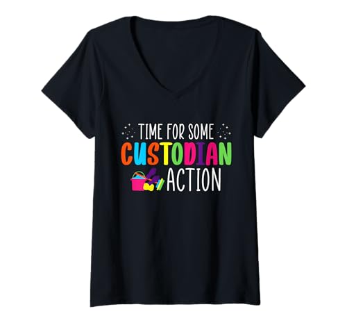 Damen Time For Some School Custodian Action Janitor T-Shirt mit V-Ausschnitt Damen Time For Some School Custodian Action Janitor T-Shirt mit V-Ausschnitt von Hausmeister Designs Schulwart