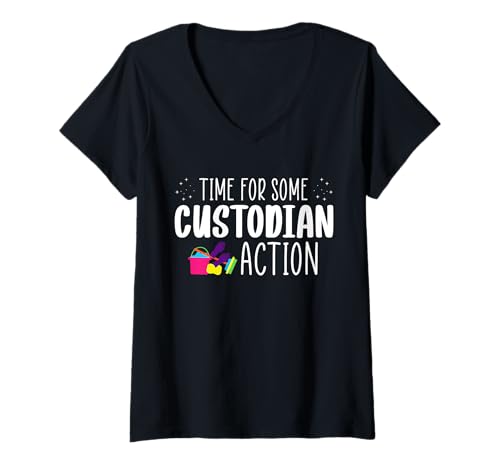 Damen Time For Some School Custodian Action Janitor T-Shirt mit V-Ausschnitt Damen Time For Some School Custodian Action Janitor T-Shirt mit V-Ausschnitt von Hausmeister Designs Schulwart