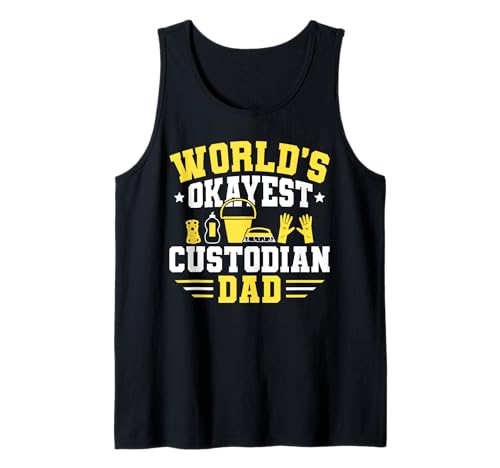 Herren Worlds Okayest School Custodian Dad Fathers Day Janitor Tank Top von Hausmeister Designs Schulwart