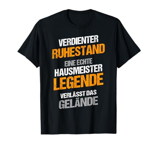 Hausmeister Rente & Ruhestand Motive Herren T-Shirt Schwarz S Klassisch Cartoon-Design Halbarm Rundhals-Ausschnitt Witziges Rentner Geschenk für Hausmeister in Rente von Hausmeister Rente & Ruhestand Motive