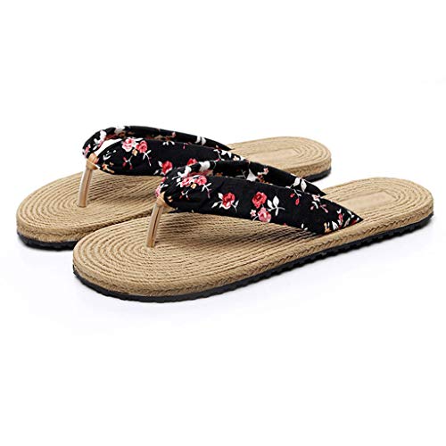 Hausschuhe Flip-Flops, Nachahmung, Hanf, Weibliche Sommermode, Weiche Schuhe Tragen HUYP (Color : A, Size : 38) von Hausschuhe