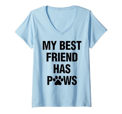 Damen Mein bester Freund hat Pfoten T-Shirt mit V-Ausschnitt von Haustiertherapie Tierliebhaber Pfotenliebe