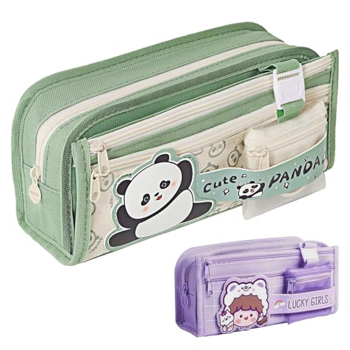 HautStore Grün Federmäppchen mit 4 Fächern, Mäppchen mit Kleine Hängetasche, Bleistiftbox, Federmappe, Federtaschen, Schreibwarenbeutel, Schule Teenager Geschenk, Große Kapazität Pencil Case von HautStore