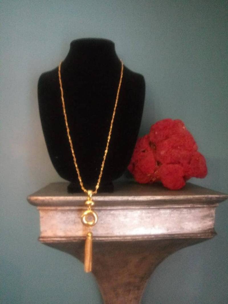 Anne Klein Fabelhafte Vintage 80Er Jahre Signiert Gold Quaste Kette Nugget Halskette Ton Metall von HauteHouzz