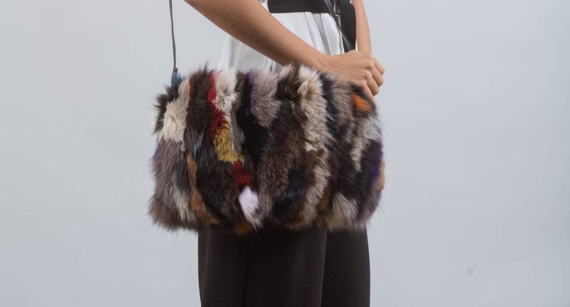 Multicolor Fuchspelz Schultertasche Handgemachte Leder Clutch von Hauteacorn