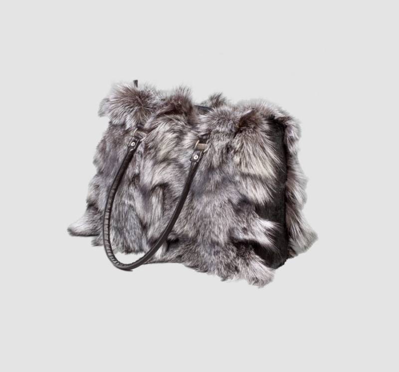 Silberfuchs Fell Handtasche Schultertasche Aus Leder von Hauteacorn