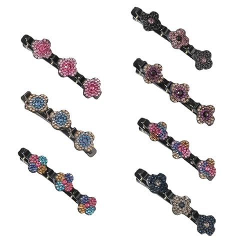 Haarspangen mit funkelnden Kristallsteinen, Doppelschicht Haarspangen für Frauen Mädchen, Glitzernde Kristall-Stein Geflochtene Haarspangen mit 3 Mini-Haarspangen, Strass-Haarspange (7 Stück) von Hava Kolari